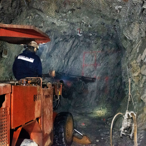 Miners advanced the face of the 5-6 level decline 10’ at a time, day and night. Upon completion, the decline granted rubber-tired access to over 2 million tons of mineralized material in the upper portions of the mine. 