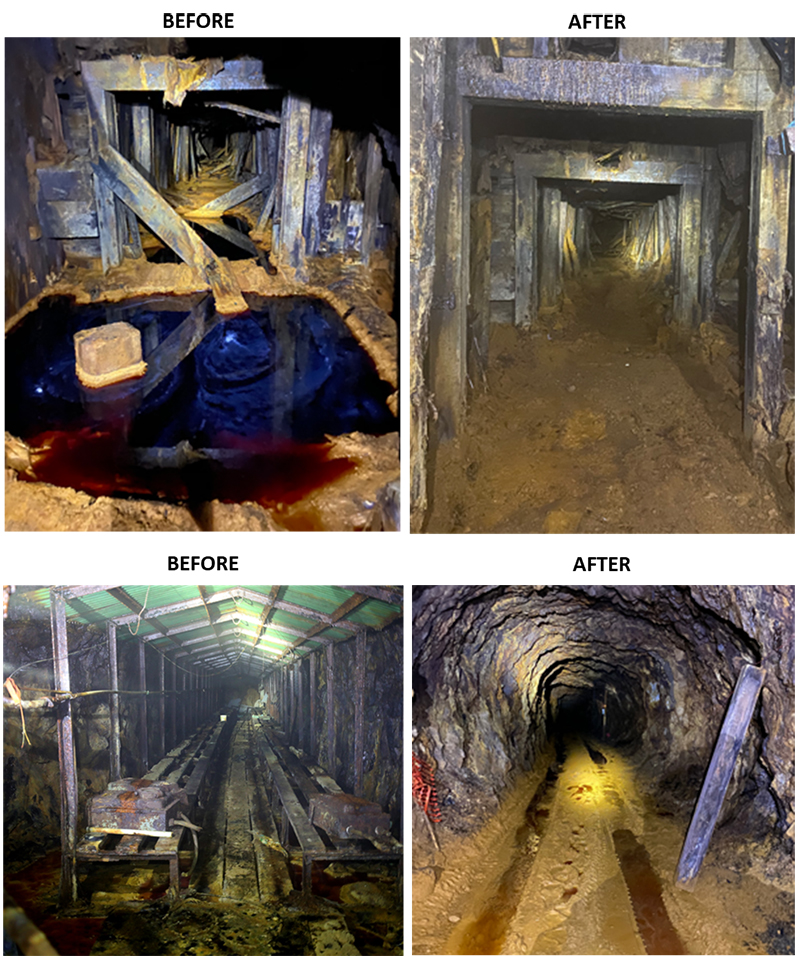 Figure 2: Before and after pictures of ground water improvements