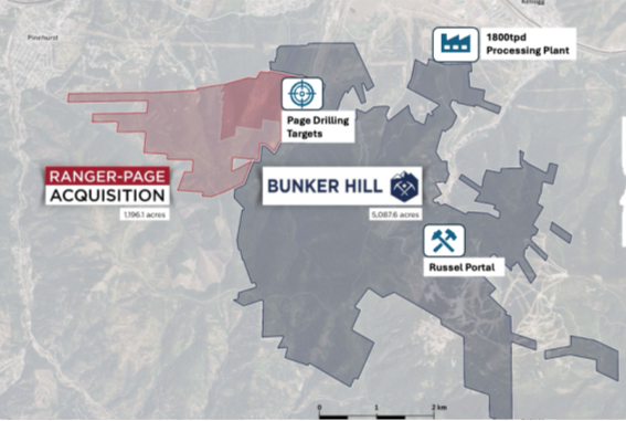 Location of Page Drilling Site in relation to the operating processing plant at Kellogg.